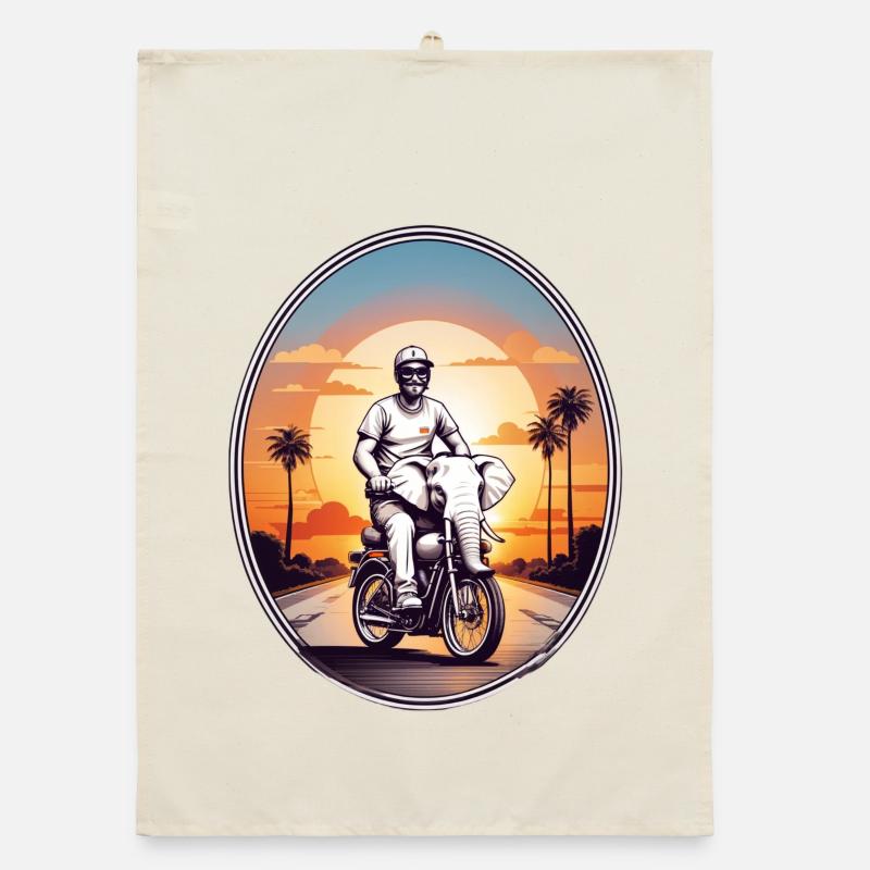Elephant Motorcycle Organic dish towel