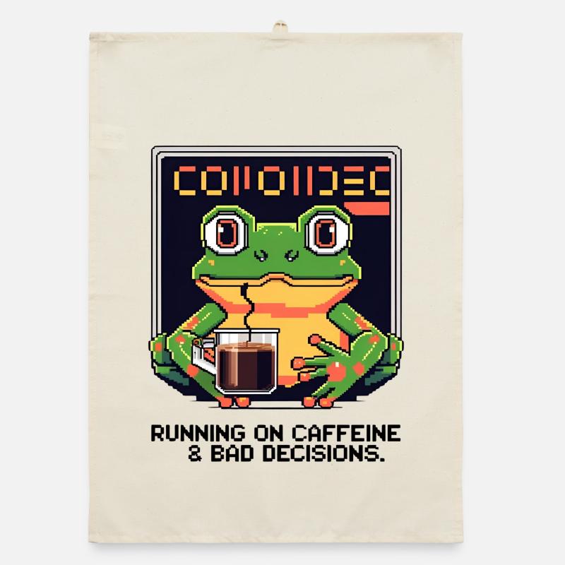 Pixel Frog – Caffeine & Bad Decisions Organic dish towel