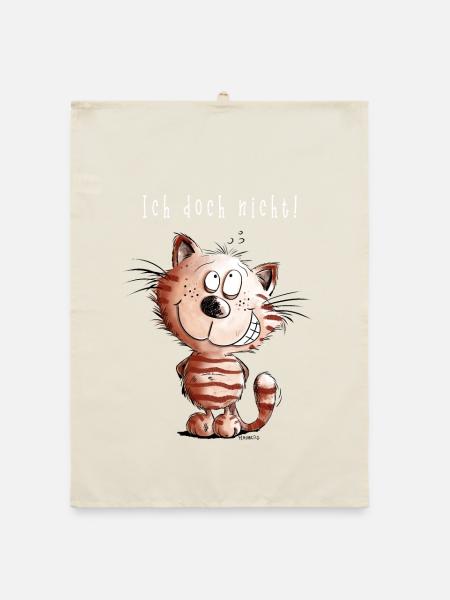 I do not cat I cat motif comic gift - Organic dish towel - nature - Front