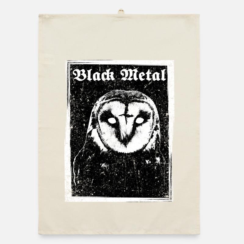 Black Metal Eule Organic Geschirrtuch