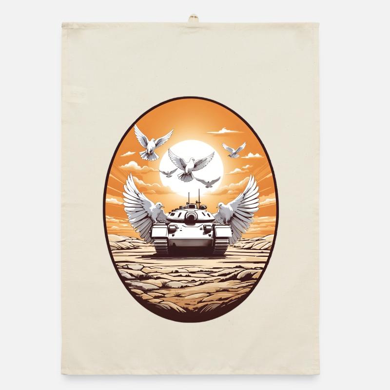 Panzer mit Friedenstauben Organic Geschirrtuch