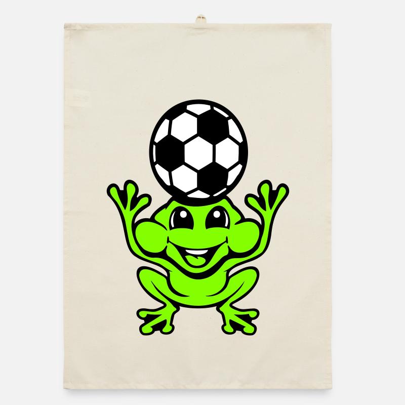 Frog Soccer Header Ball Playing Toad Organic dish towel