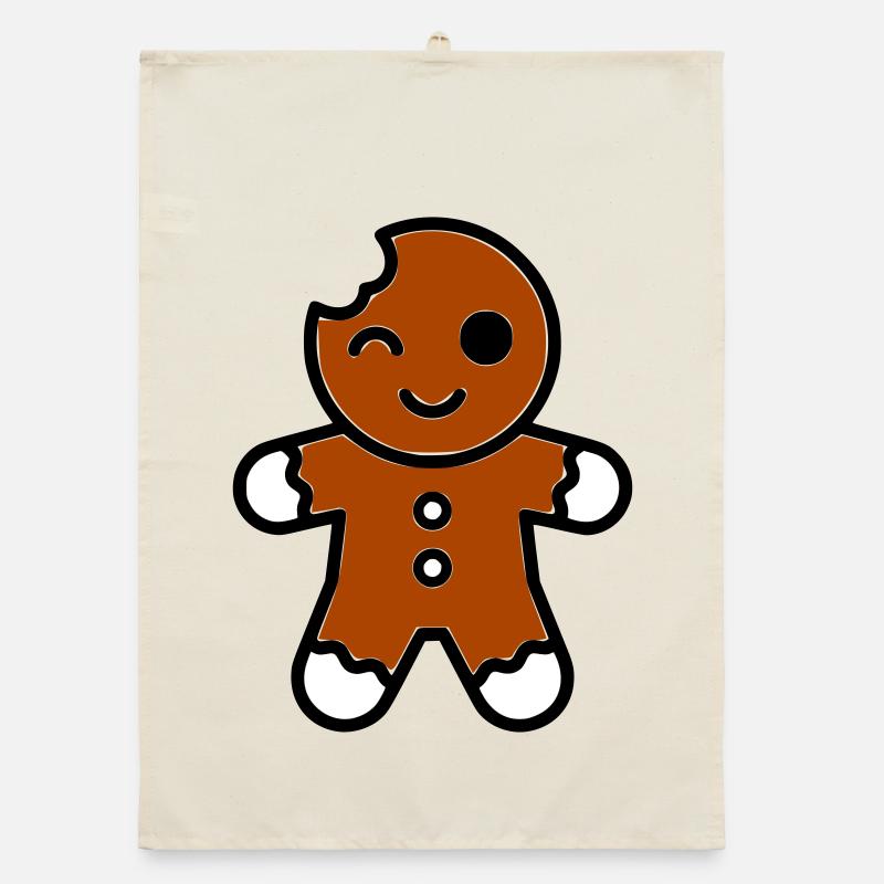 Funny bitten gingerbread man christmas Organic dish towel
