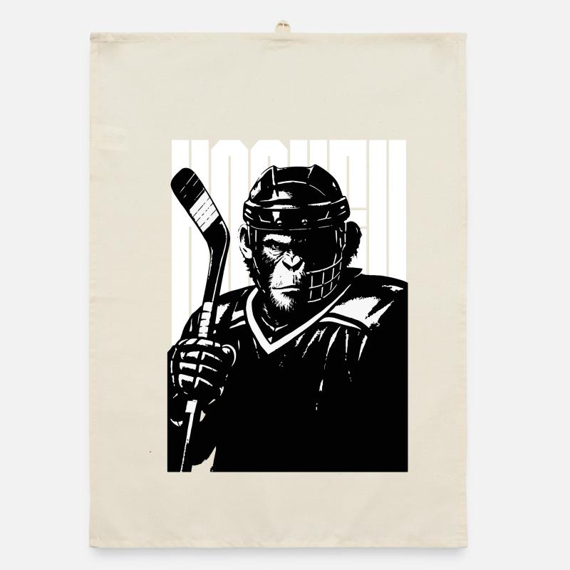 Bold Hockey Monkey  Organic dish towel