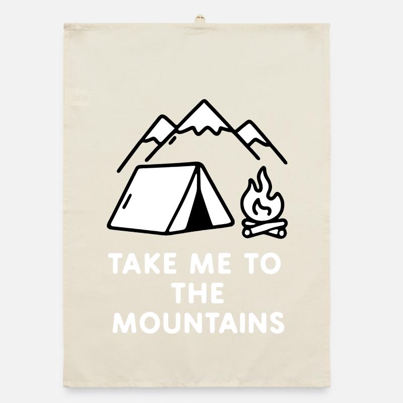 Mountain camping fire evening Organic dish towel