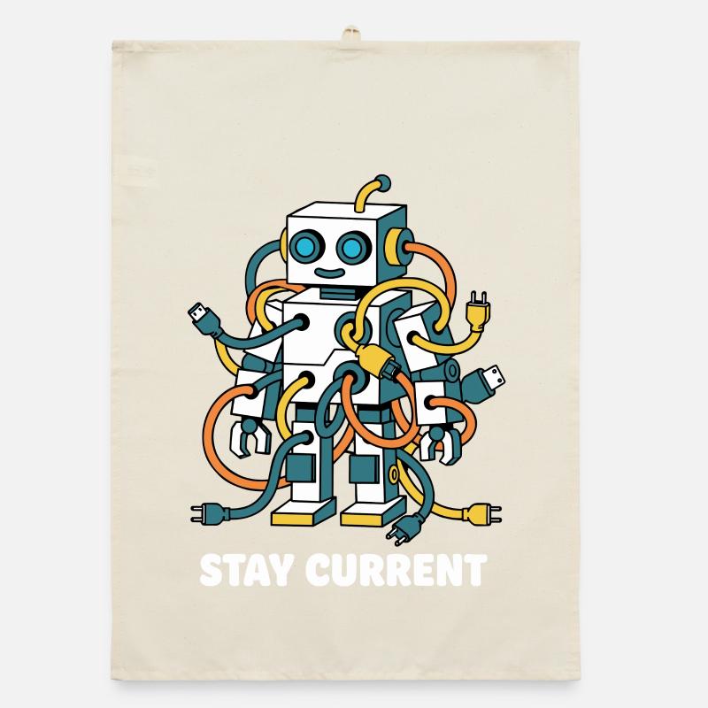 Stay Current Robot Cable Art Organic dish towel