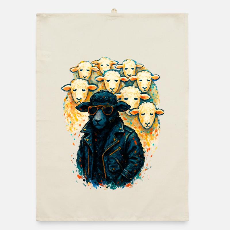 Black Sheep Nonconformist in Leather Jacket Organic dish towel