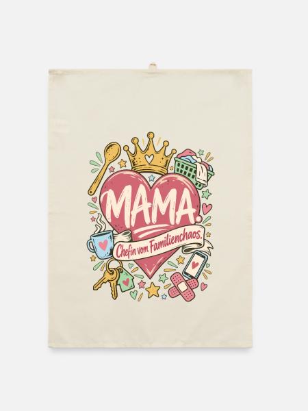 Mama Chefin vom Familienchaos - Organic Geschirrtuch - Natur - Vorne