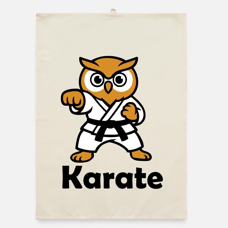 Karate Eule Organic Geschirrtuch