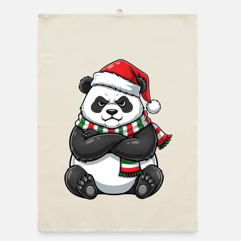 Grumpy Panda Weihnachtsmann Weihnachtsmütze  Organic Geschirrtuch