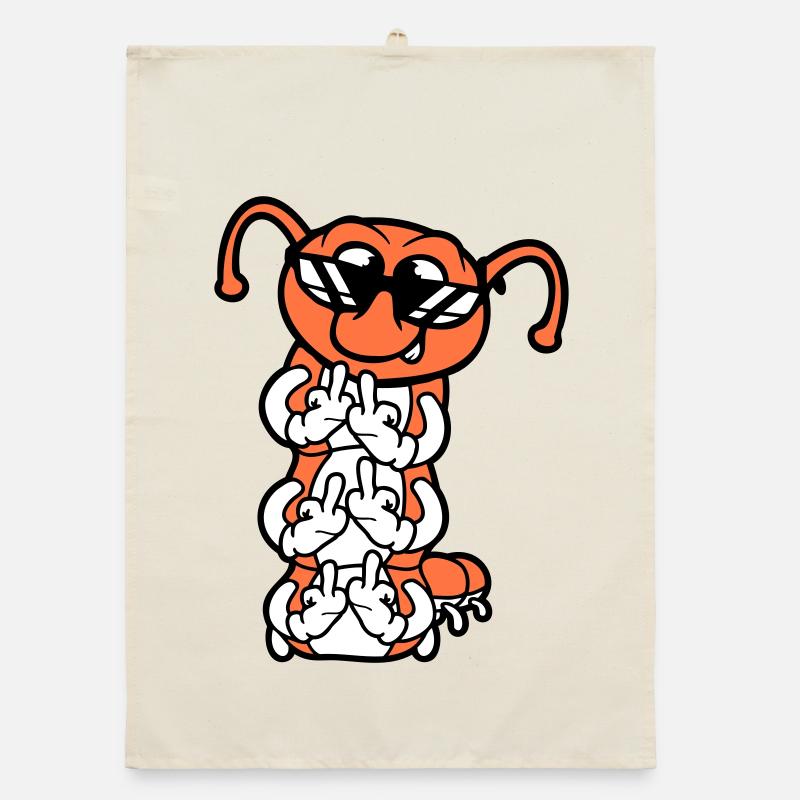 Raupe Mittelfinger Beleidigung Sonnenbrille Cool Organic Geschirrtuch