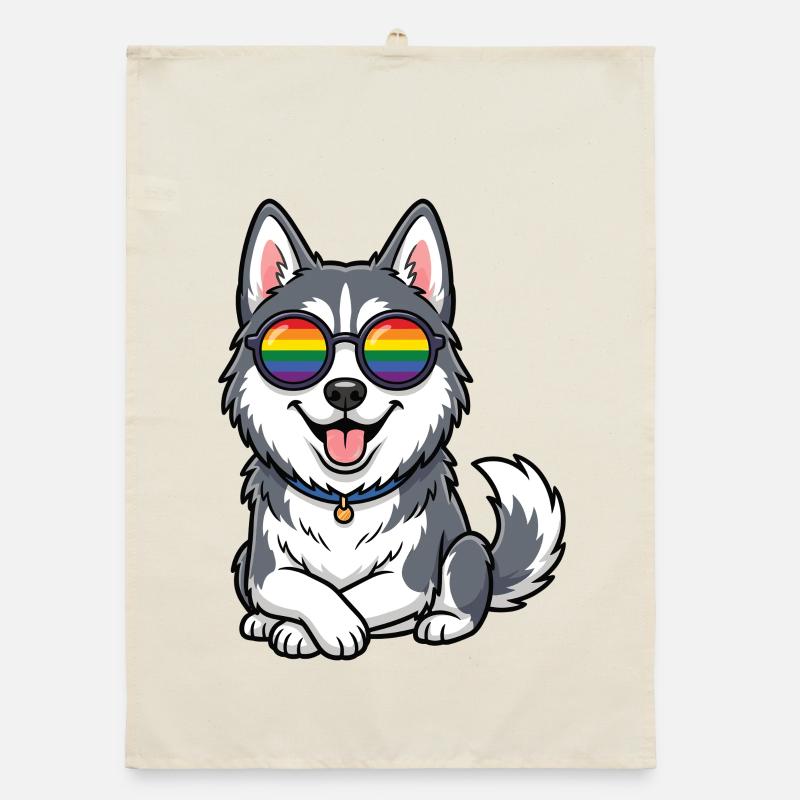Mois de la Fierté LGBT - Mignon Husky Torchon bio