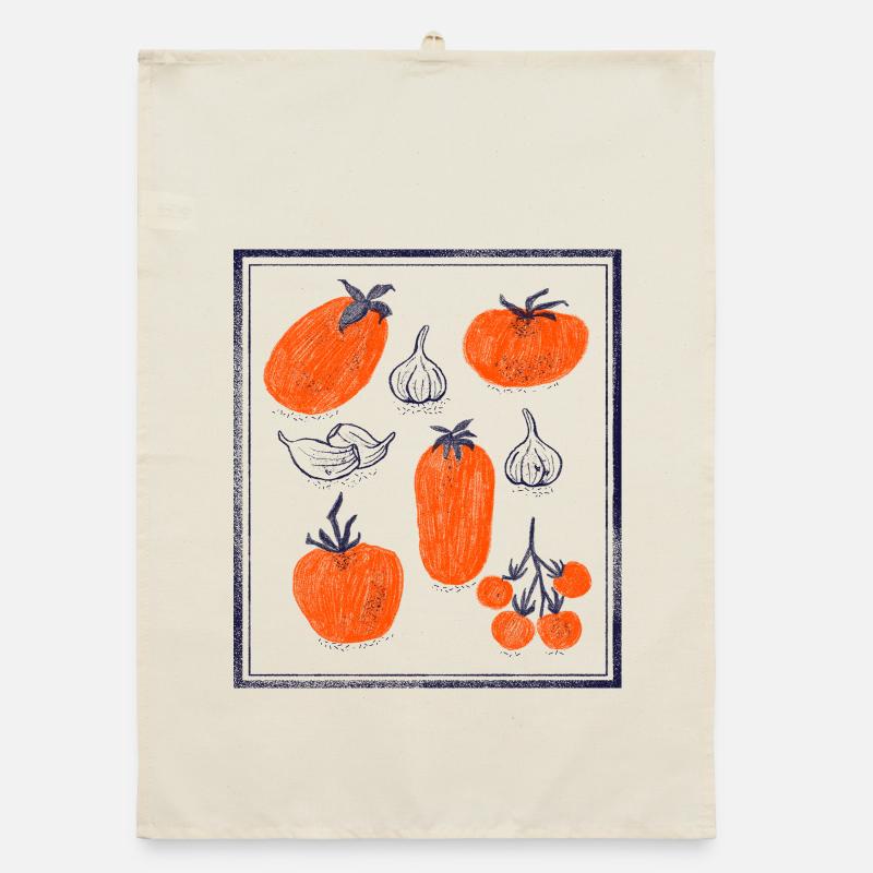 Tomato Bulb Garlic Pattern Organic dish towel