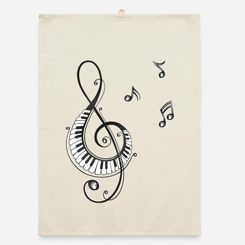 Clef avec des notes, piano et de musique Torchon bio