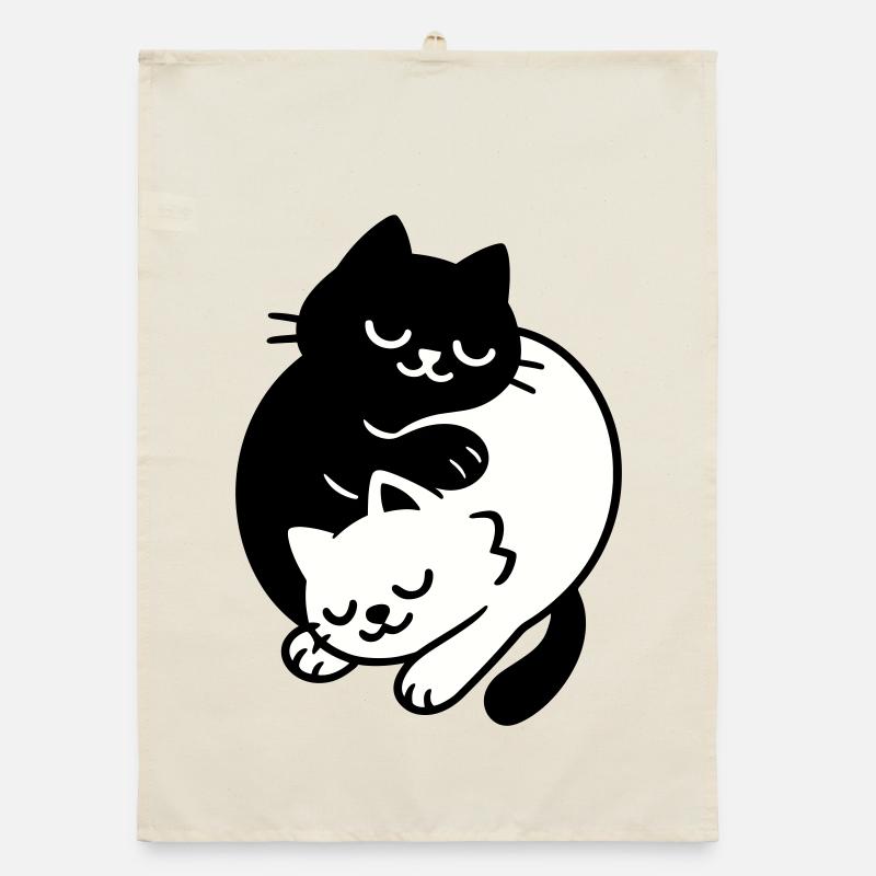 Ying-Yang Cats #2 Organic Geschirrtuch