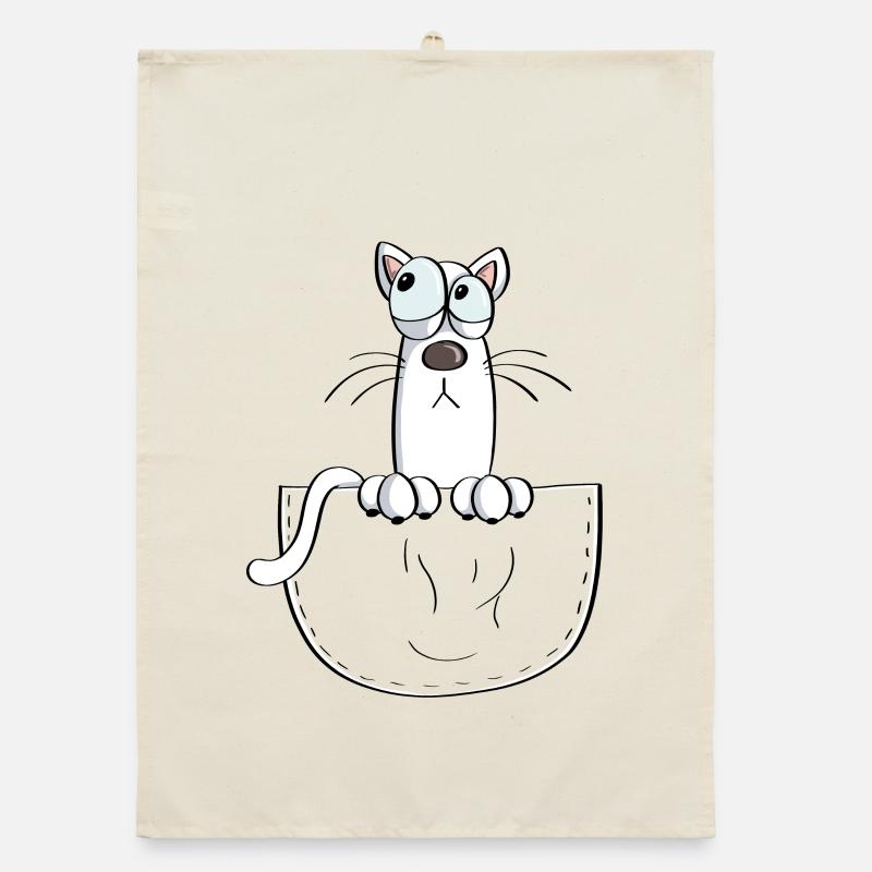 Katze In der Tasche - Katzen - Comic Organic Geschirrtuch