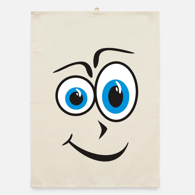 Visage aux yeux bleus curieux - Torchon bio - nature