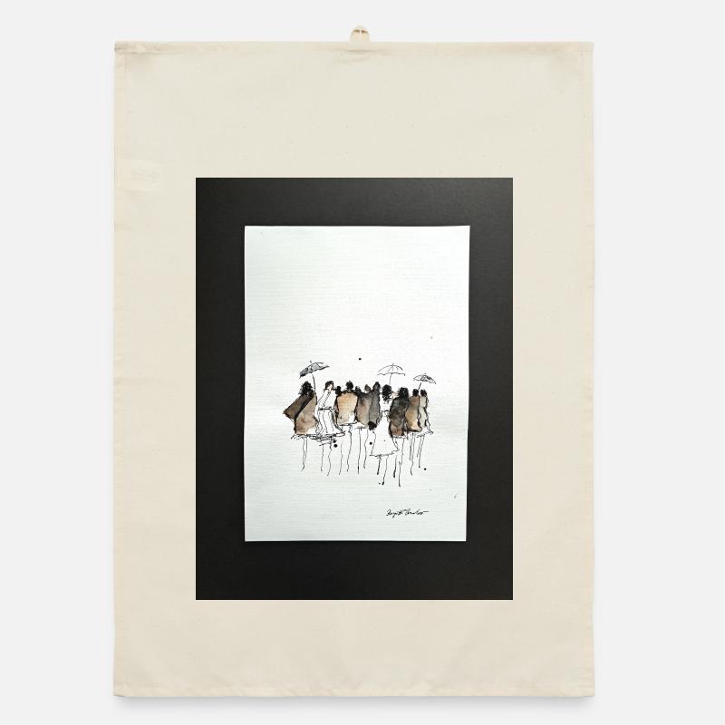 Mode, Menschen abstrakt. Aquarell  mit Tusche - Organic Geschirrtuch - Natur