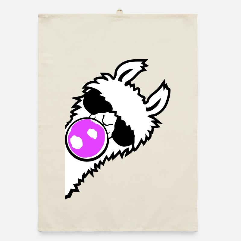 Llama Bubblegum Sunglasses Side Profile Cool Side Organic dish towel