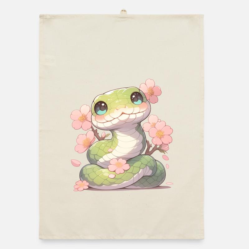 Kawaii Snake Sakura - Année du Chibi du Serpent Torchon bio