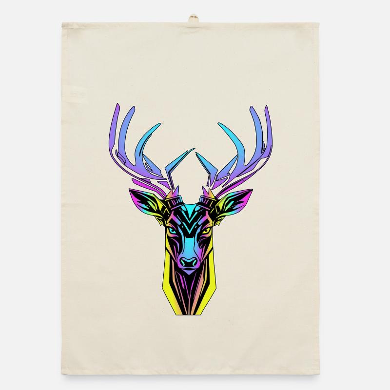 Neon-Hirschkopf Organic Geschirrtuch