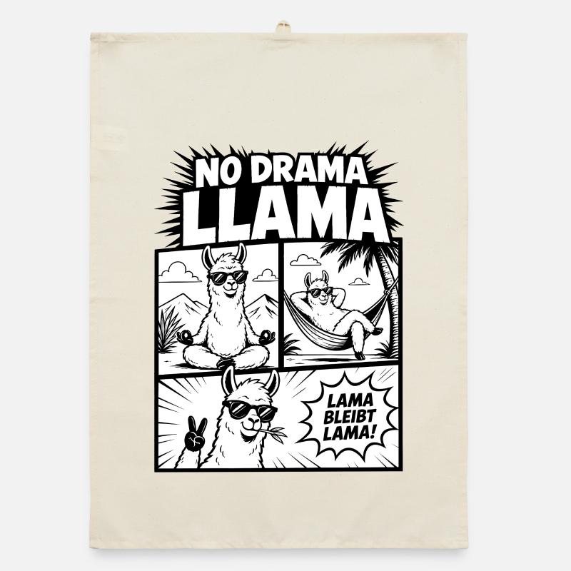 No Drama Llama Comic Style Alpaka Organic Geschirrtuch