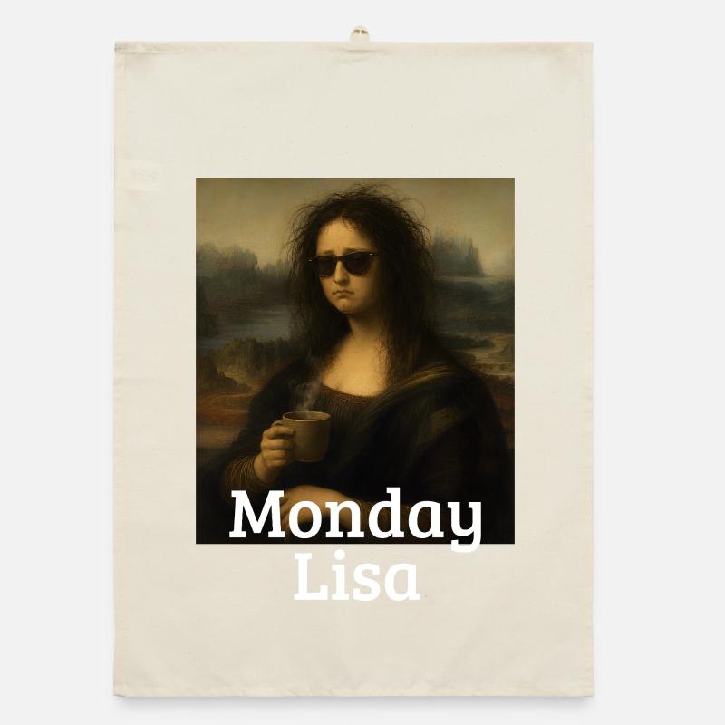 Monday Lisa Leonardo Da Vinci Funny Mona Lisa Organic dish towel
