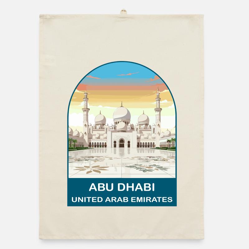 Affiche de voyage vintage de la Grande Mosquée d’Abu Dhabi Torchon bio