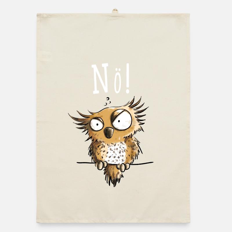 Nö Eule In Montag Morgen Stimmung - Organic Geschirrtuch - Natur