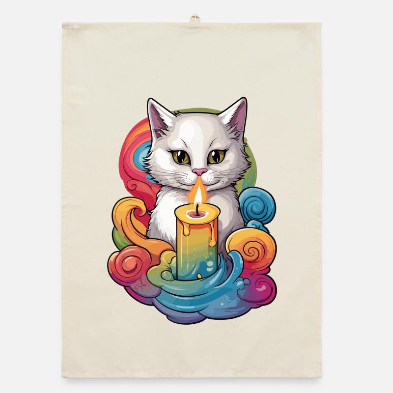 Chat avec bougie Torchon bio
