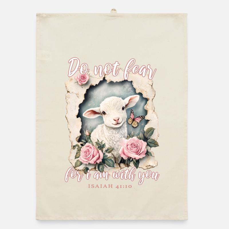 Lamm mit Bibelvers Organic Geschirrtuch