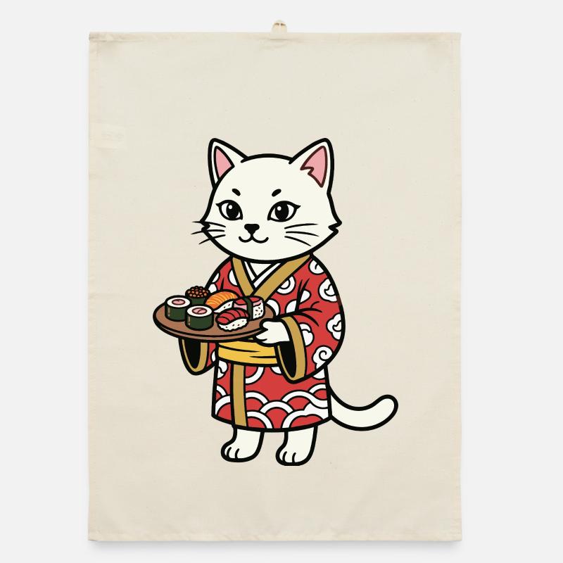 sushi cat Organic dish towel