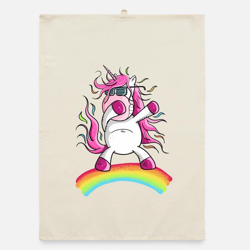 Dabbendes Einhorn Auf Regenbogen I Dab Dance Organic Geschirrtuch