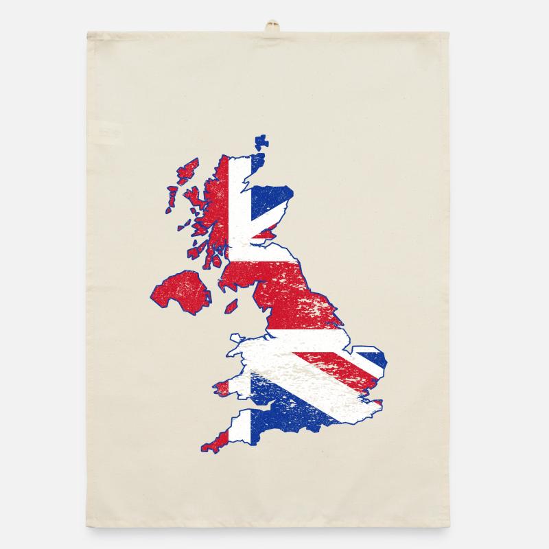 Union Jack UK Map Art Overlay Organic dish towel