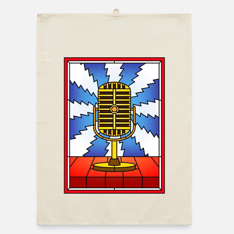 Retro-Mikrofon-Buntglas-Design Organic Geschirrtuch