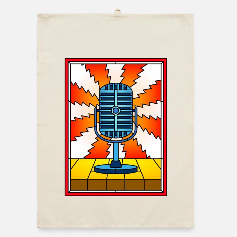 Microphone vintage en vitrail Torchon bio