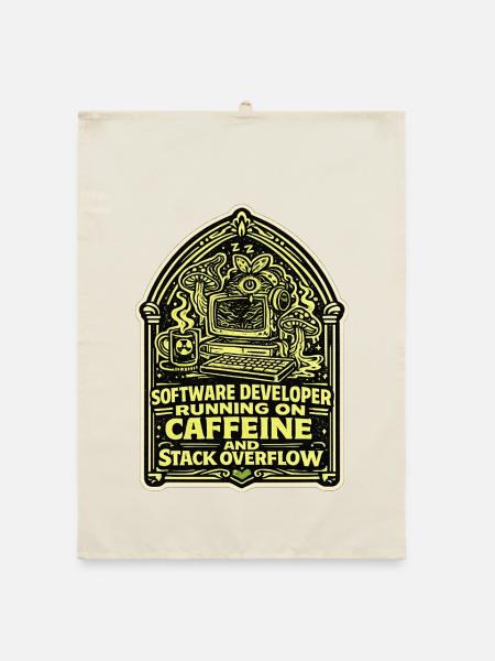 Koffein Und Stack Overflow Entwickler Design - Organic Geschirrtuch - Natur - Vorne