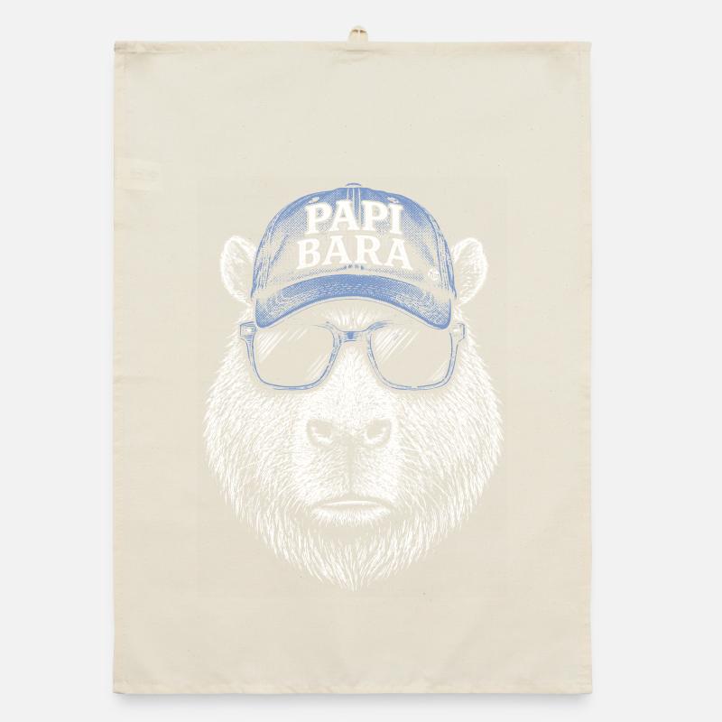 Papi Bara Bear with Sunglasses Organic dish towel