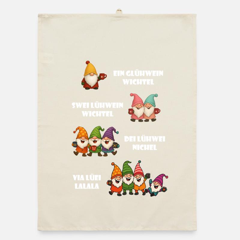 Funny Gnome Mulled Wine Christmas Gift Organic dish towel