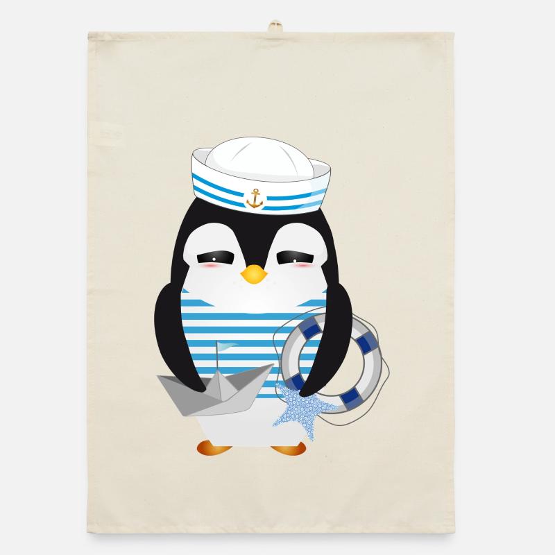 Pingouin mignon comme un marin dans un look marine Torchon bio