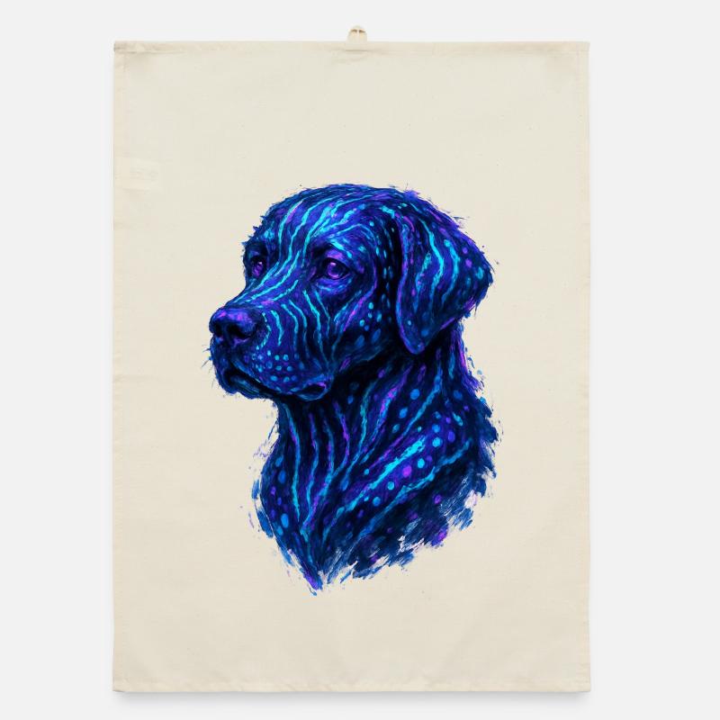 Psychedelic Neon Cane Style Labrador Retriever Organic dish towel