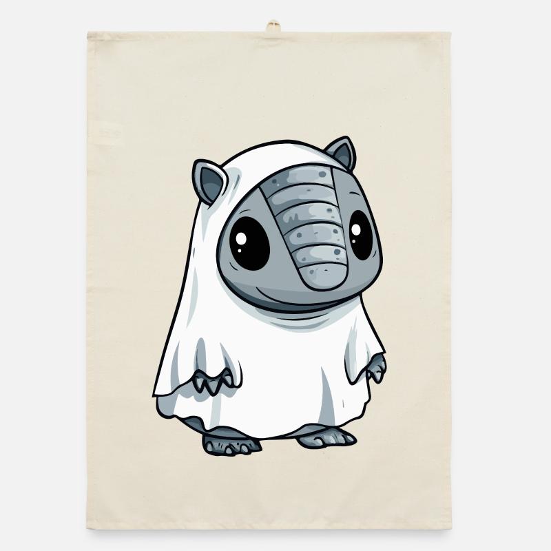 Armadillo Halloween Ghost Organic dish towel