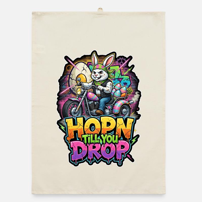 HOPN jusqu’à ce que tu tombes des graffitis de moto de lapin - Torchon bio - nature