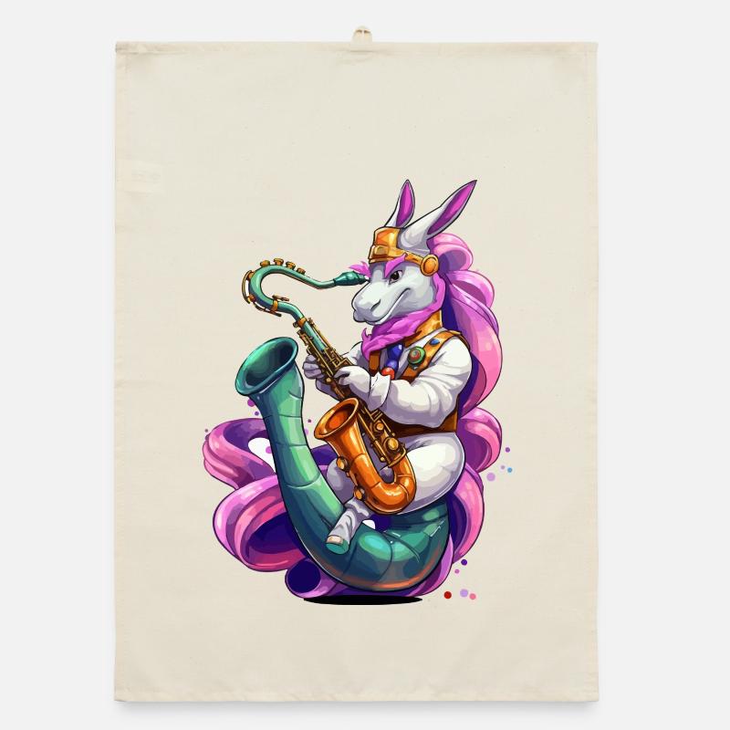 Funkelndes Einhorn Saxophon Organic Geschirrtuch
