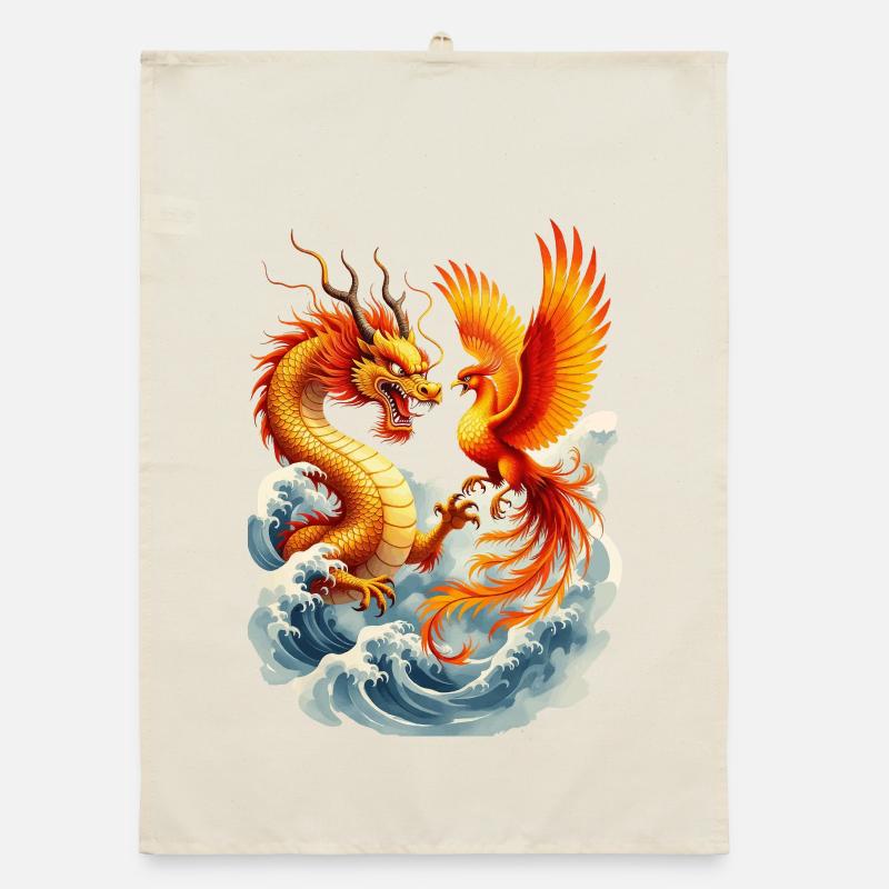 Dragon and Phoenix vector Organic dish towel
