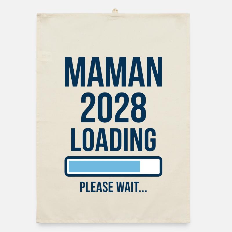 Pregnancy Announcement Mom 2028 Loading Organic dish towel