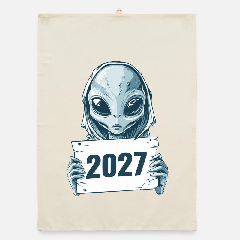 hellblaues Alien 2027 Organic Geschirrtuch
