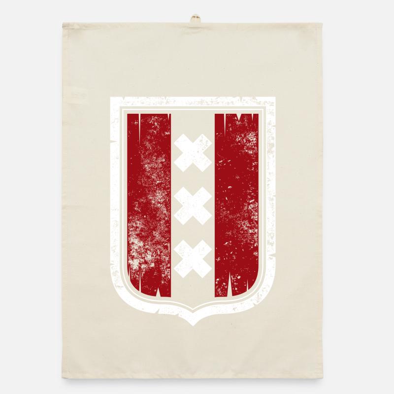 Red Shield Crest with White Xs Organic dish towel