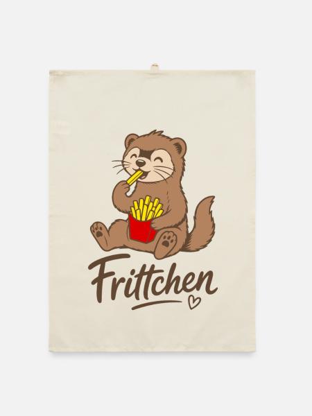 Frittchen Frettchen Pommes Frites Fritten - Organic Geschirrtuch - Natur