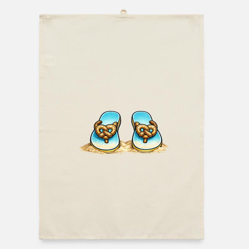 Blue Pretzel Bow Beach Flip-Flops Organic Geschirrtuch